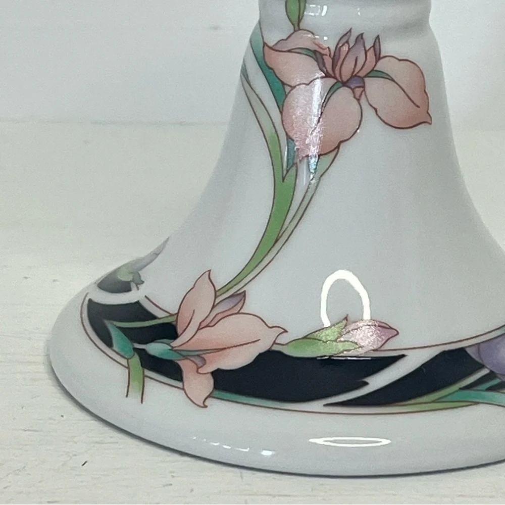 Pair of Vintage 1983 Wicks ’N’ Sticks Fiona Black Porcelain Candle Sticks